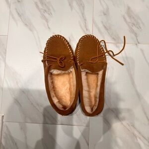 Brown Suede Moccasin Slippers